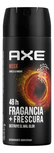 X2 Desodorante Axe Spray Aerosol Musk Canela & Ámbar 150ml