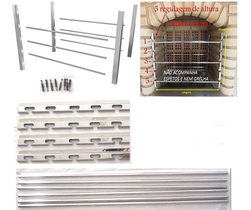 Imagem 2 de 5 de Suporte Inox Churrasqueira P/ Espetos E Grelha Largura 60cm