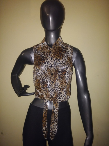 Camisa Blusa Animal Print Leopardo Importada Papaya- S Y M 
