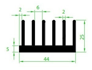 Dissipador De Calor Aluminio 4,4cm Larg X 20cm Compr - Di44