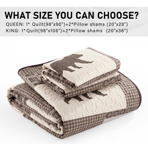 Colcha A Cuadros Perhom Queen Size - Juego De Colcha Queen