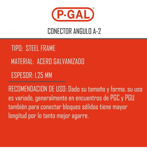 Conector Angulo A2 Perfil Steel Frame X Unidad