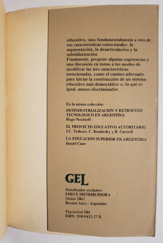 La Discriminación Educativa En Argentina Cecilia Braslavsky (Usado)