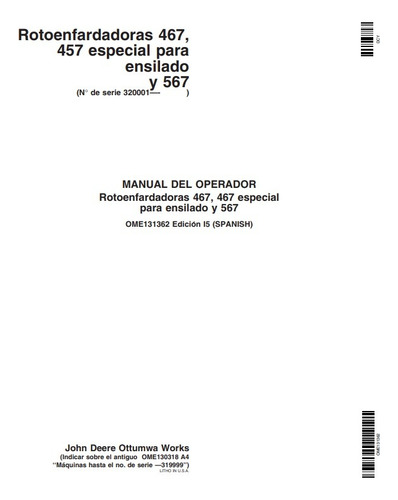 Manual Operador Rotoenfardadoras John Deere 467, 457 Y 567