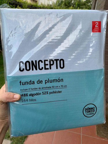 Funda De Plumón 2 Plazas Celeste Bicolorcasaideas