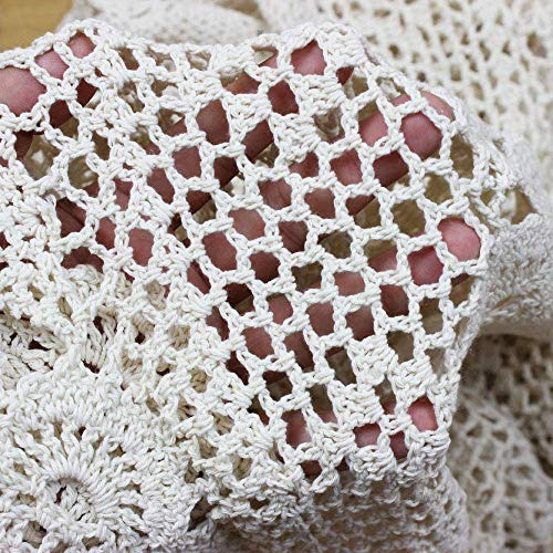Kepswet 14x48 Pulgadas Beige Algodón Crochet Encaje Camino D