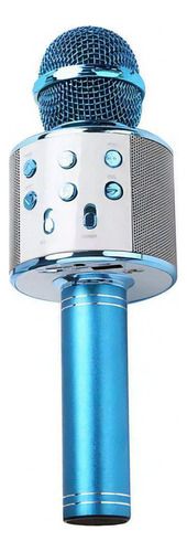 Microfono Karaoke Bluetooth Inalambrico Parlante Usb Sd Aux Color Celeste