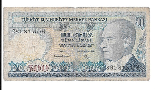 Liquido Billete De Turquía. 500 Liras 1970