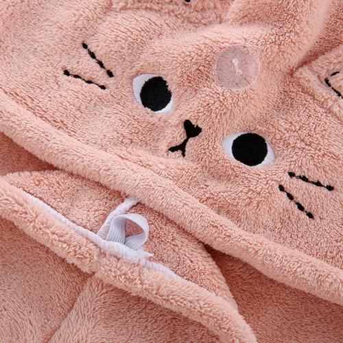 Toalla Turbante De Microfibra Suave Secado Rápido Chufi Gris Gatito