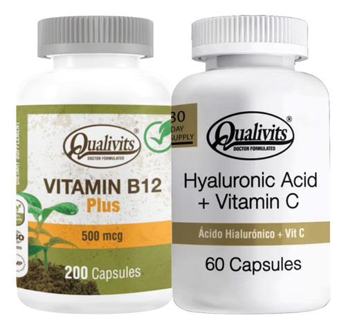 Vitamina B12 500 Mcg + Ácido Hialurónico Vit C - Qualivits Sabor Natural