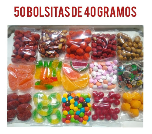 50 Bolsitas De Dulces, 40g C/u, Botana Surtida. 