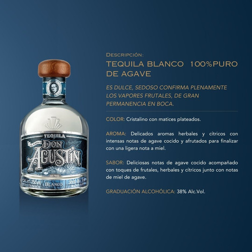 Tequila La Cava De Don Agustín Blanco 750 Ml