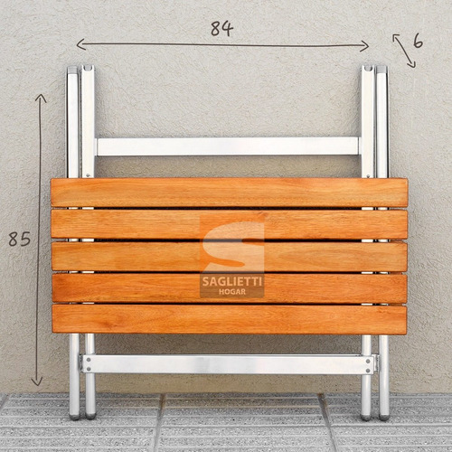 Imagen 6 de 10 de Mesa Plegable Aluminio Madera 84x75 Balcon Jardin Camping