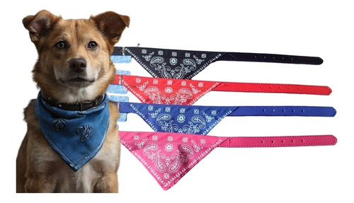 Coleira Para Cachorro, Bandana Pet, Kit Com 2 Cores M Cor Preto/azul Coleira Bandana