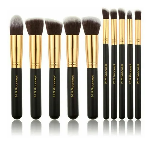 Set X10 Brochas Kabuki Pinceles Maquillaje Incluye Estuche