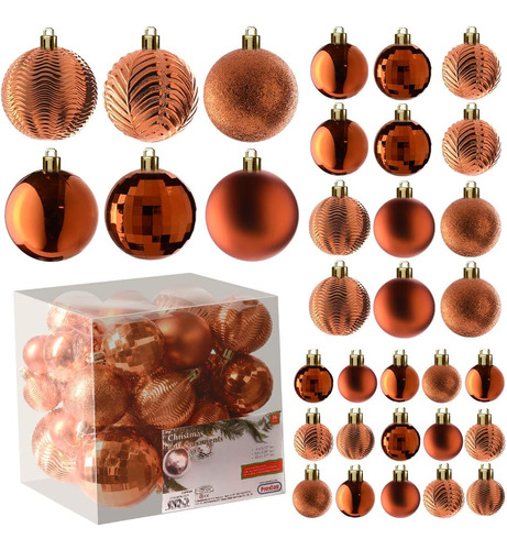 Juego De Adornos Para Navidad Prextex, Naranja, 36pcs