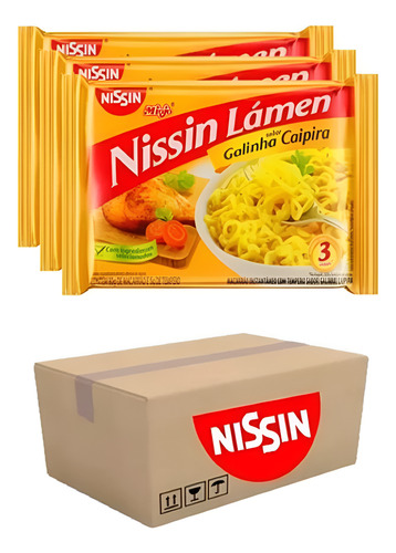 Miojo Nissin Lamen Galinha Caipira Caixa Com 10 Pacotes
