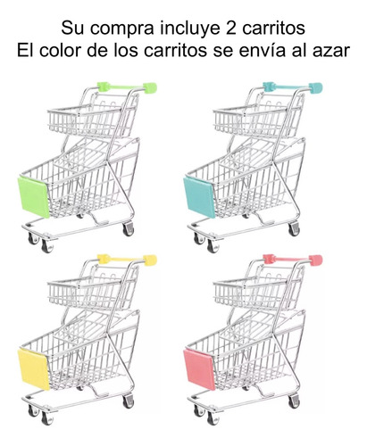 Mini Carrito De Compras Supermercado Multiusos Metal 2 Pzs