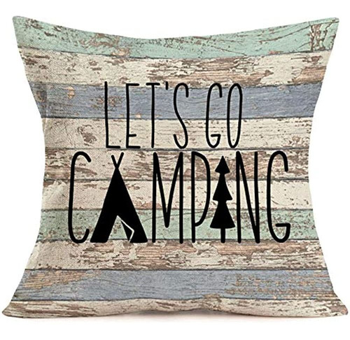 Smilyard Retro Fundas De Almohada De Madera Let's Go Camper 