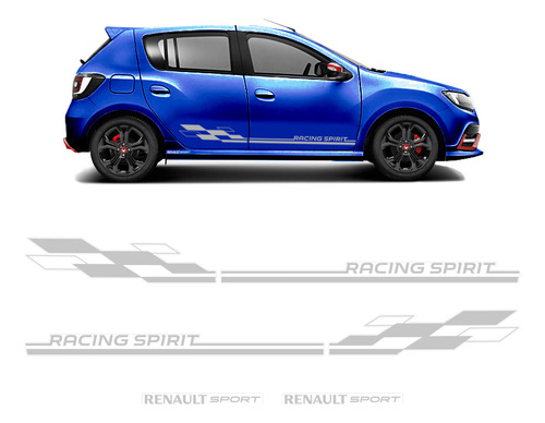 Faixa Sandero Racing Spirit + Adesivos Renault Sport Prata