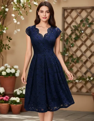 Mycity® Vestido De Encaje Sin Mangas Con Cuello En V