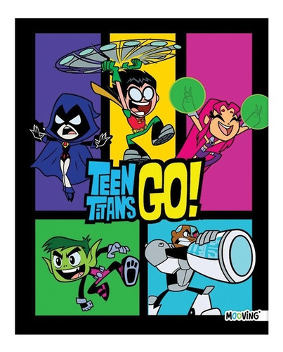 Cuaderno Teen Titans Escolar 19,5 X 24 Tapa Dura Mooving Color 2