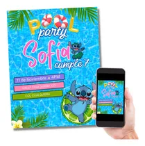 Comprar Invitación Digital Stitch Pool Party Albercada Cumpleaños
