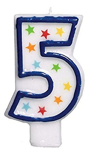 Colorful #5 Birthday Star Flat Molded Candle Party Supp...