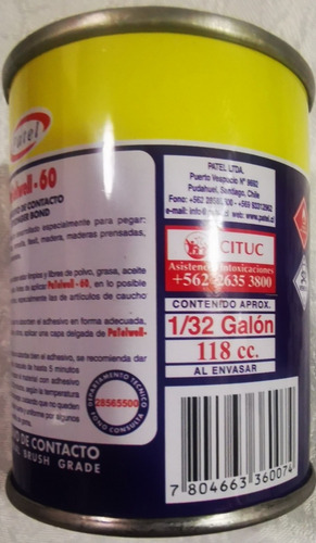 Imagen 4 de 8 de Adhesivo De Contacto Patelwell-60 1/32 Galón Ferrepernos