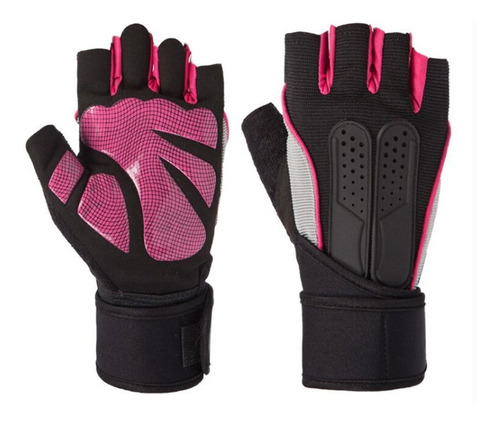 Imagen 1 de 10 de Guantes Gym Tacticos Pesas Gimnasio Mujer Hombre Rosado M.