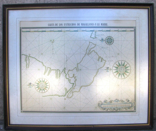 Mapa Antiguo Enmarcado Estrechos De Magallanes- Lemaire