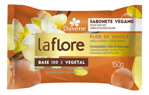 Sabão em barra Davene Vegetal Flor de Vanila La Flore de 150 g