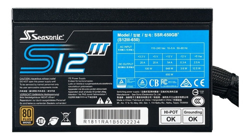 Imagen 7 de 8 de Fuente Seasonic S12iii-650 650w 80 Plus Bronze (ssr-650gb3)