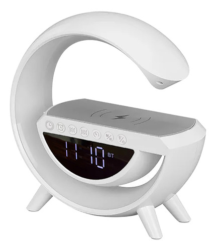 Lámpara De Cargador Inalámbrico, Altavoz Bluetooth, Reloj Mu