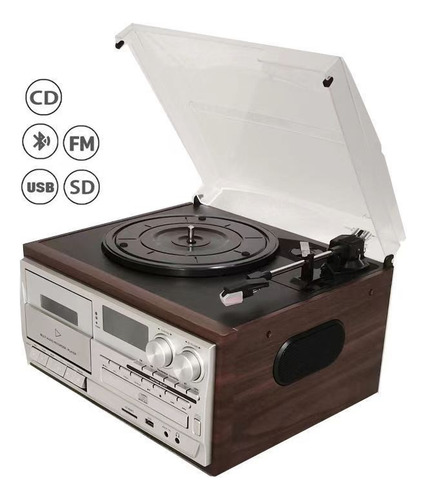Reproductor Bucle Discos Vinilo Multifunción Vintage 10 En 1