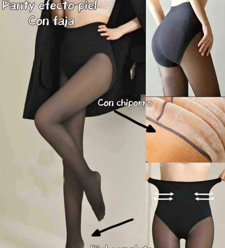 Pack 2 Pantys Efecto Piel Con Faja Reductora Negro