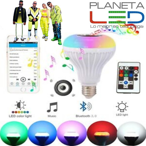 Imagen 5 de 5 de Foco Parlante Bluetooth Multicolor Led Inteligente + Control
