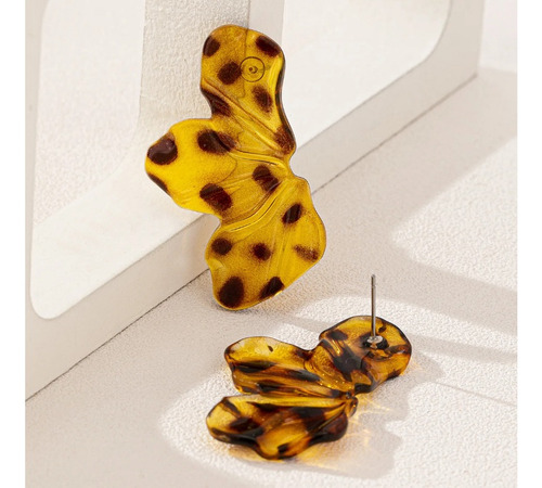 Pendientes De Tuerca Con Estampado De Leopardo Y Flores Para