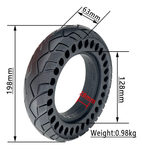 Llanta Antiponchaduras 10x2.5 In Perforada Scooter Hw C1 E5