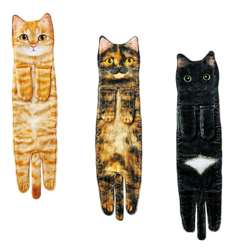 3pcs Multipurpose Cat Funny Hand Towels Drying Hands