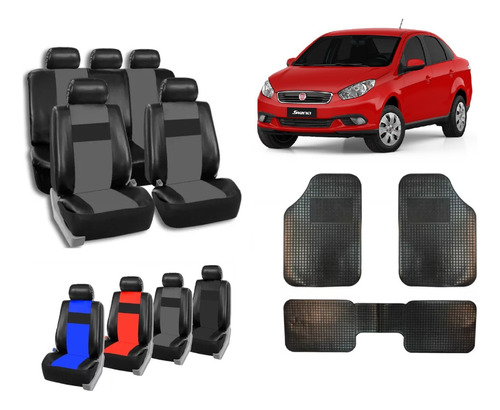 Fundas Cubre Asiento Cuerina Fiat Grand Siena + Alfombra 3 P