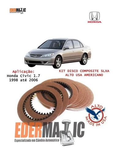 Jogo Disco Composite Câmbio Honda Civic 1.7 Slxa 1998 A 2006