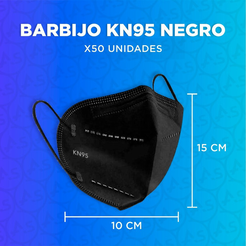 Imagen 3 de 10 de Barbijo Kn95 Negro X50 Unidades Certificado Anmat Importado