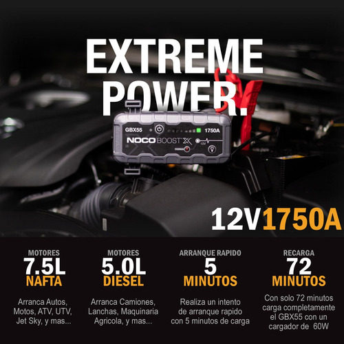 Imagen 7 de 10 de Arrancador Portatil Auto Power Bank Cargador Usb Noco 1750a
