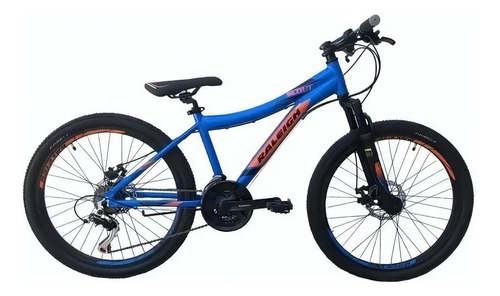 Bicicleta Mountain Bike Raleigh Scout Rodado 24 Shimano 21v Color Azul/naranja