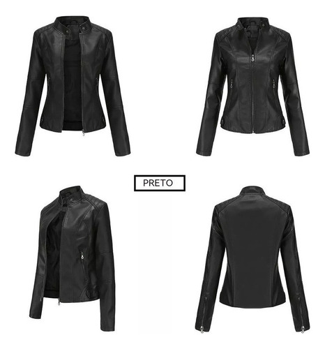 Chamarra De Cuero Para Moto Para Mujer, Abrigo Atractivo