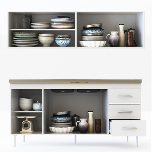 Imagen 3 de 9 de Combo Cocina 160 Bajo Mesada Alacena Mesada Acero Envio