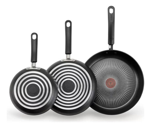 Set De 3 Sartenes 20.3,  24.7 Y 28.5 Cm Hard Titanium T-fal 