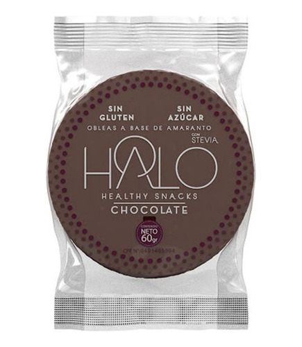 Obleas De Amaranto Chocolate Sin Azúcar Sin Gluten Halo 60g