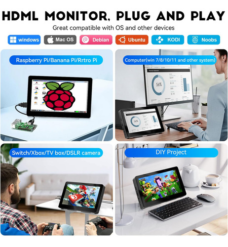 Jhcztrk Touch Screen Small Mini Monitor 8 Pulgadas 800x480 C